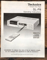 Technics SL-P8 CD Player Owners / User Manual *Original*