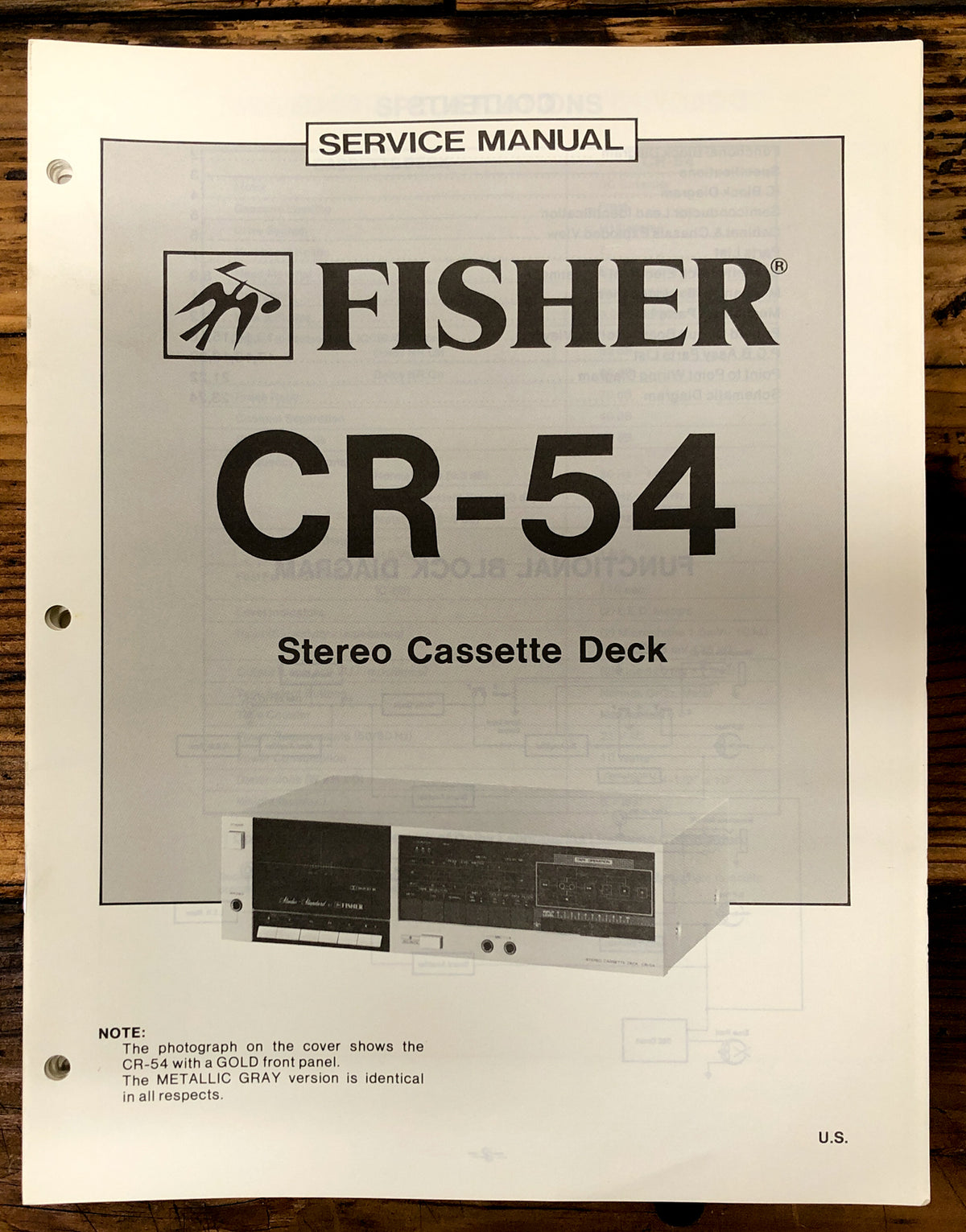 Fisher CR-54 Cassette Deck  Service Manual *Original*