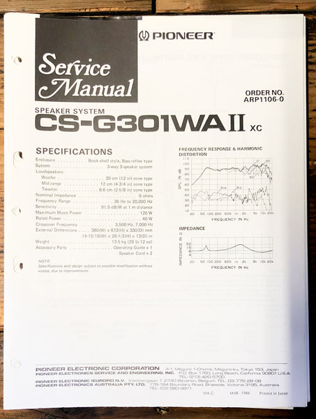 Pioneer CS-G302WA II Speaker  Service Manual *Original*