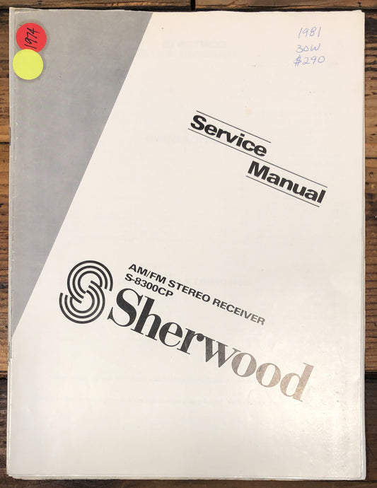 Sherwood S-8300CP Receiver  Service Manual *Original*