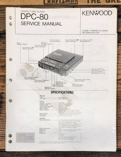 Kenwood DPC-80 Portable CD Player Service Manual *Original*