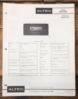 Altec Model 1569A Amplifier  Owners & Schematic Manual *ORIGINAL*