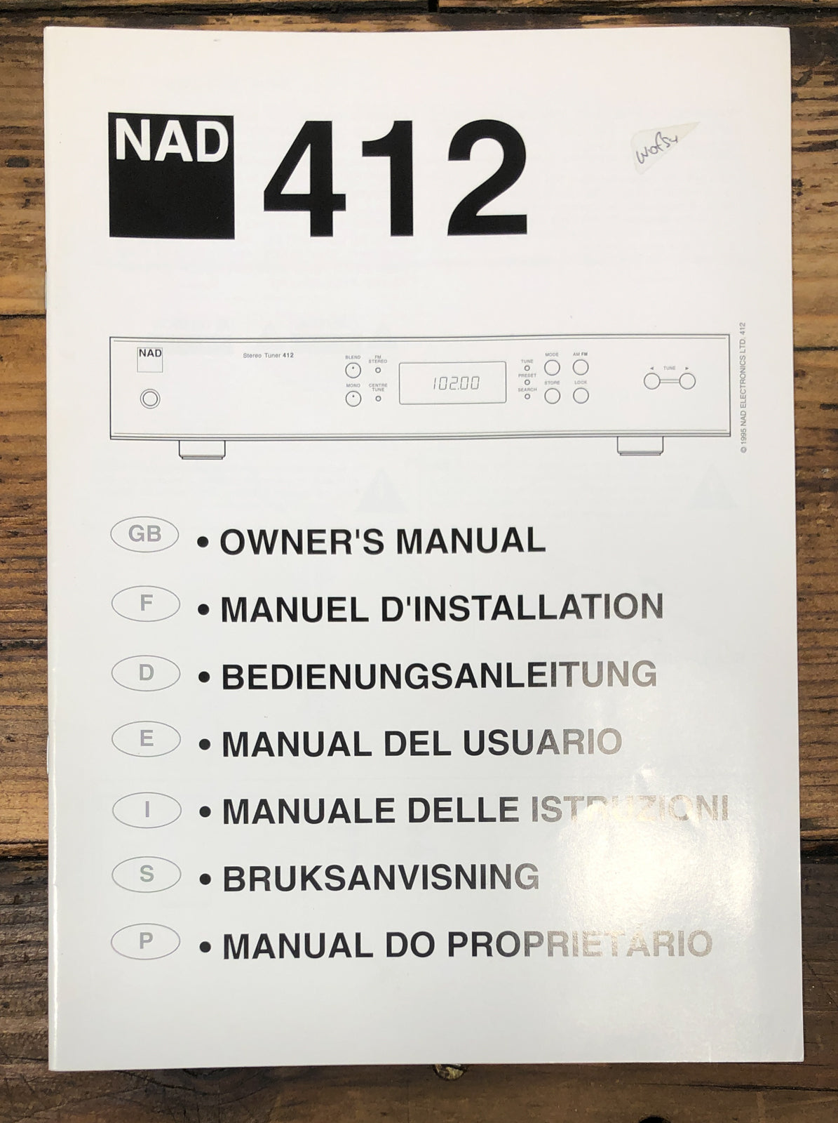 NAD Model 412 Tuner  Owner / User Manual *Original*
