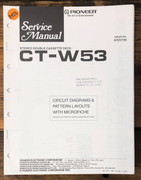 Pioneer CT-W53 Cassette  Service Manual *Original*