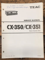 Teac CX-350 CX-351 Cassette  Service Manual *Original*