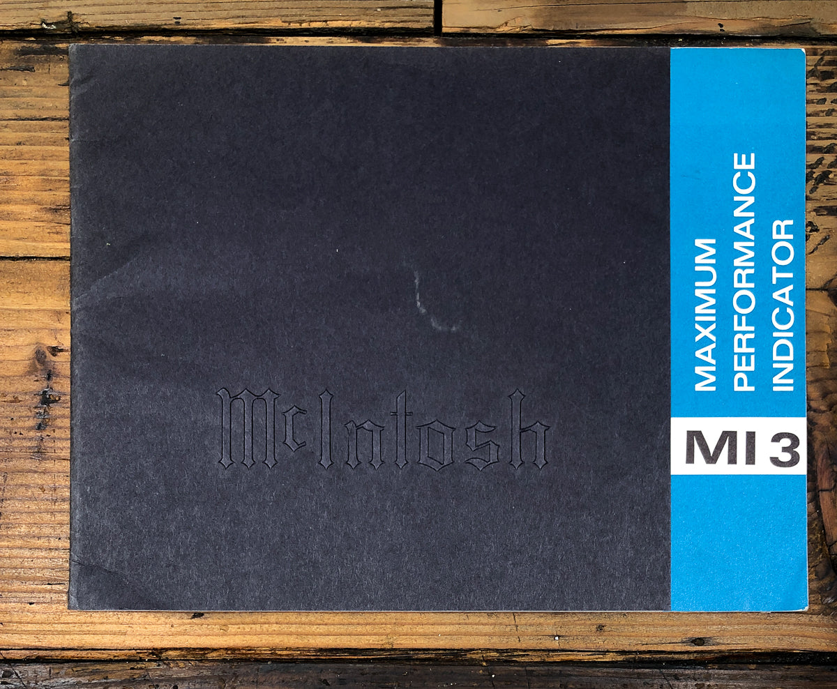 McIntosh MI3 Mi-3 Performance Indicator Owners / User Manual *Original*
