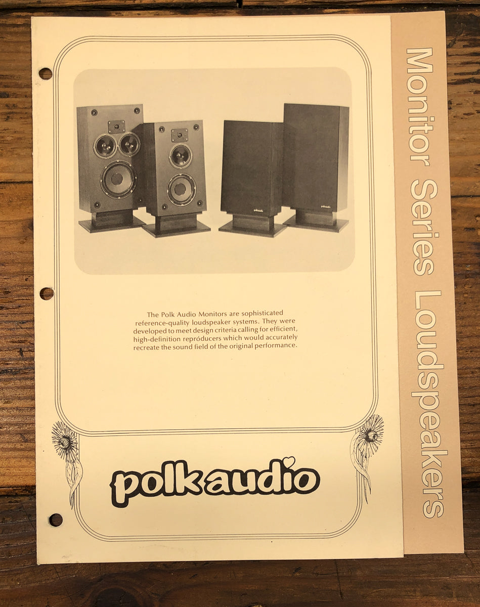 Polk Audio Monitor Series Model 7 10 Speakers Dealer Brochure *Original*