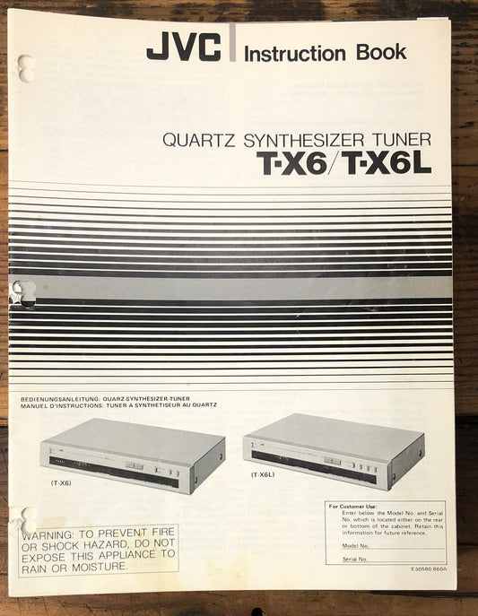 JVC T-X6 T-X6L Tuner  Owner / User Manual *Original*