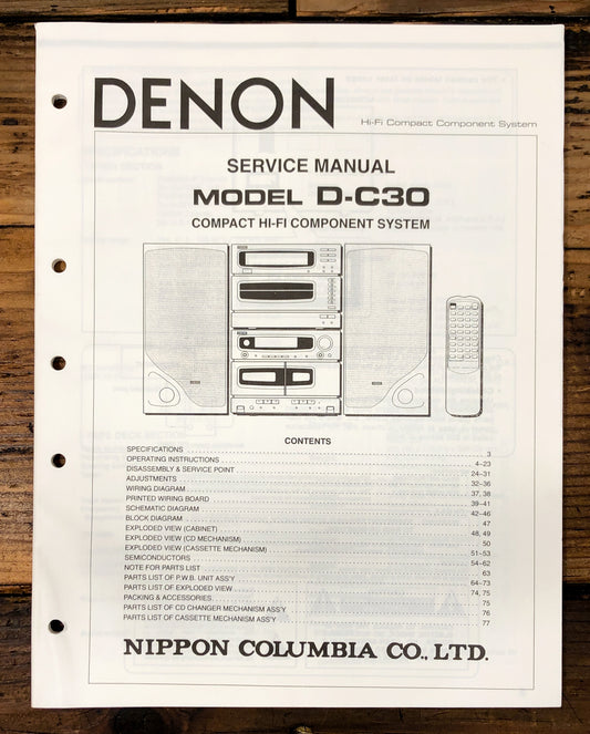 Denon D-C30 Stereo  Service Manual *Original*