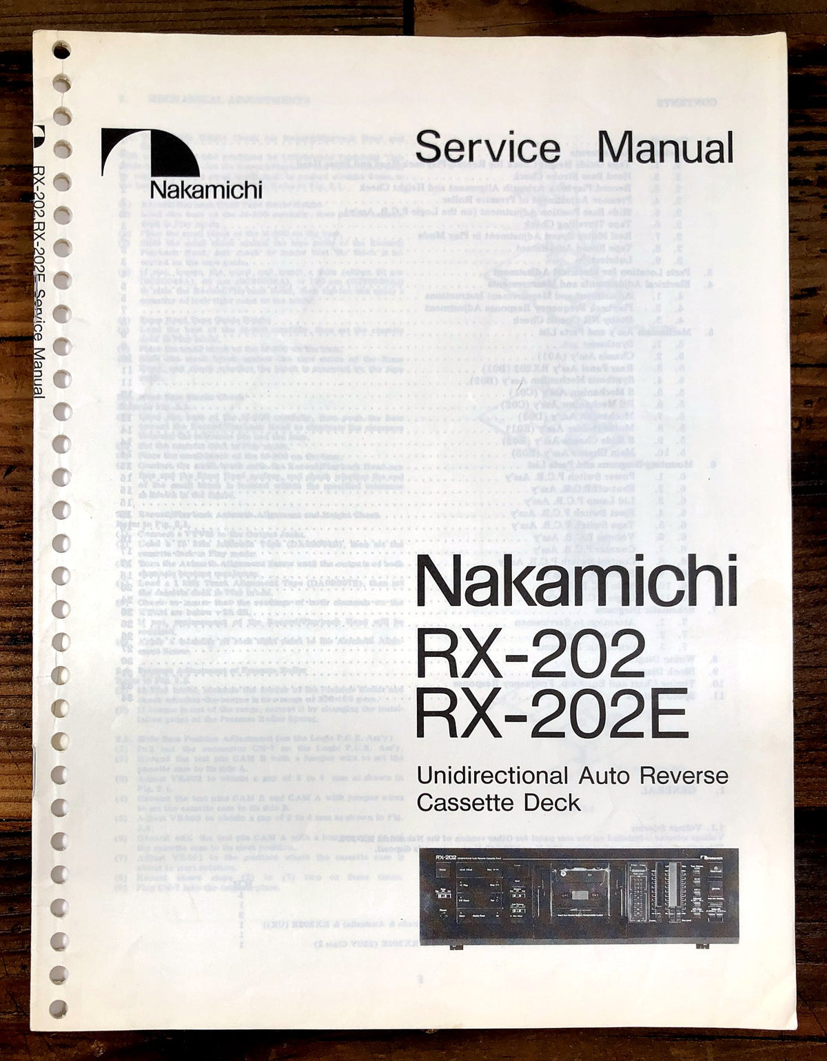 Nakamichi RX-202 Cassette Deck Service Manual *Original*