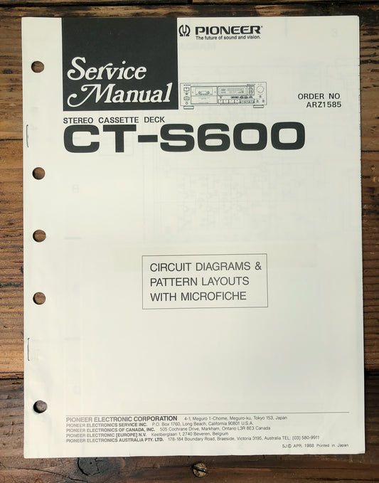 Pioneer CT-S600 Cassette Deck Service Manual *Original*