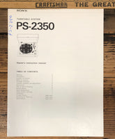 Sony PS-2350 Record Player / Turntable Owners / User Manual *Original*