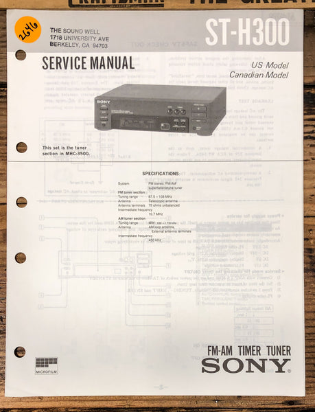 Sony ST-H300 Tuner  Service Manual *Original*