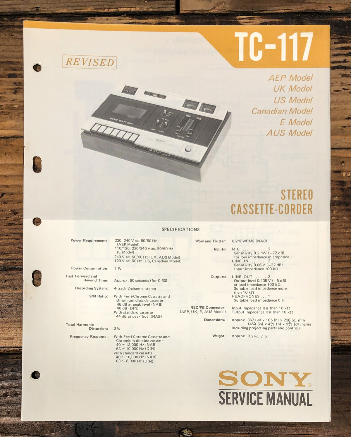 SKIP TC- Cassette Service Manual *Original*