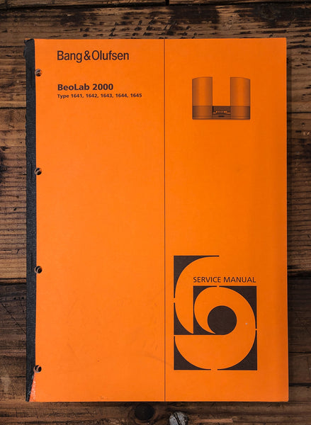 Bang Olufsen B&O BeoLab 2000 Stereo  Service Manual *Original*