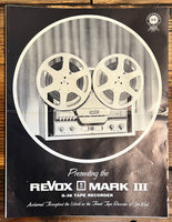 Revox G-36 Mark III 3  Reel to Reel 4pg Foldout Brochure  *Original*