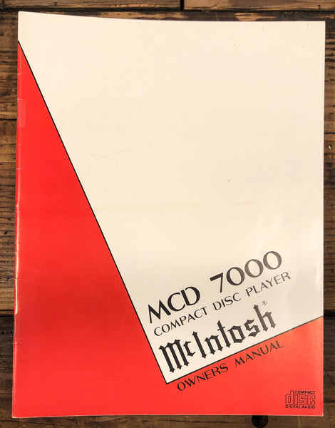 McIntosh MCD-7000 MCD 7000 CD Player  Owner / User Manual *Original*