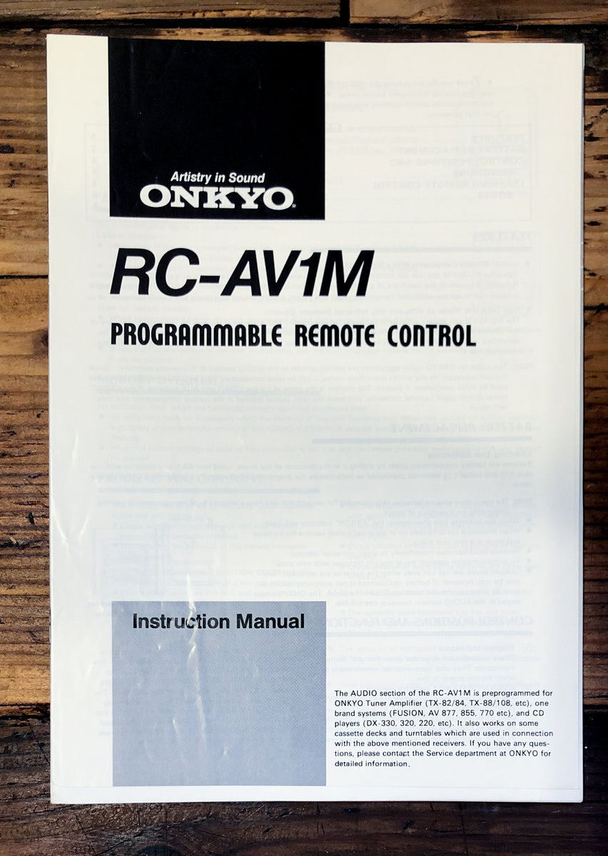 Remote Control Ownership Remote Control Owner / User Manual *Original* – Vintage Audio Store ...