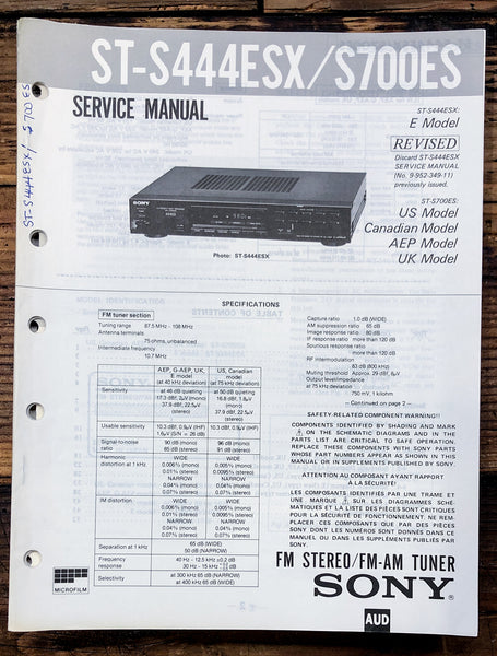 Sony ST-S444ESX ST-700ES Tuner  Service Manual *Original*