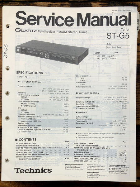 Technics ST-G5 Tuner  Service Manual *Original*