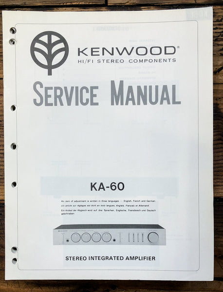 Kenwood KA-60 Amplifier  Service Manual *Original*