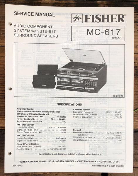 Fisher MC-617 Stereo  Service Manual *Original*