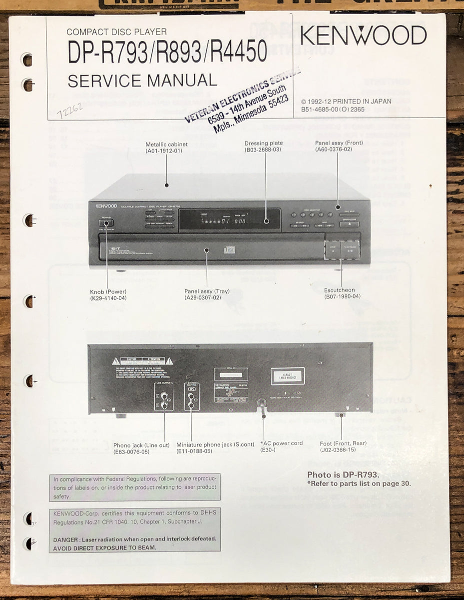 CD Player Service Manual *Original* – Vintage Audio Store - Vintage ...