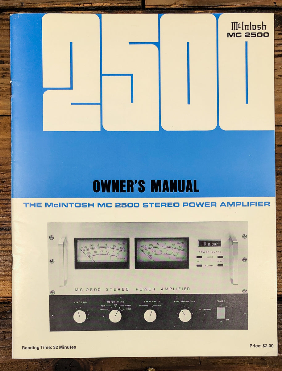 McIntosh MC 2500 MC-2500 Amplifier Issue 1 Owners / User Manual *Original*