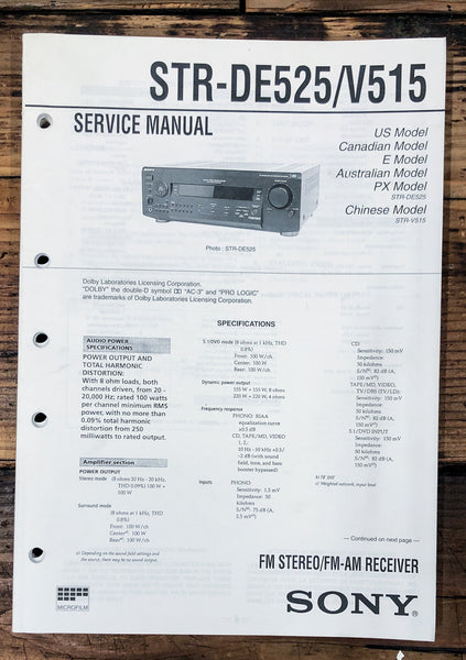 Sony STR-DE525 STR-V515 Receiver  Service Manual *Original*