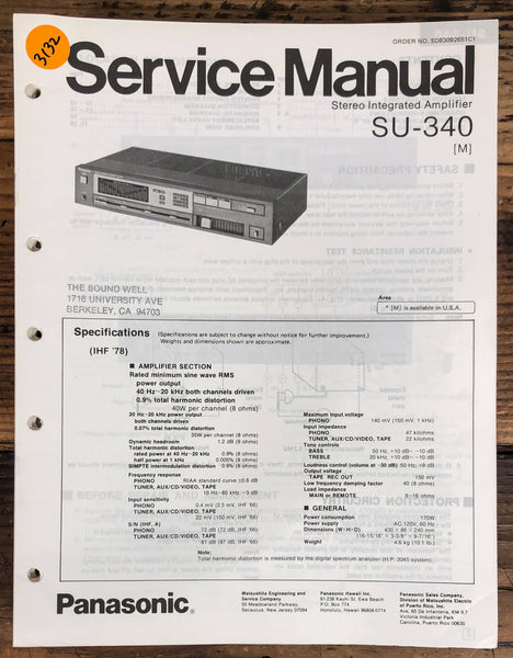 Technics SU-340 Amplifier  Service Manual *Original*