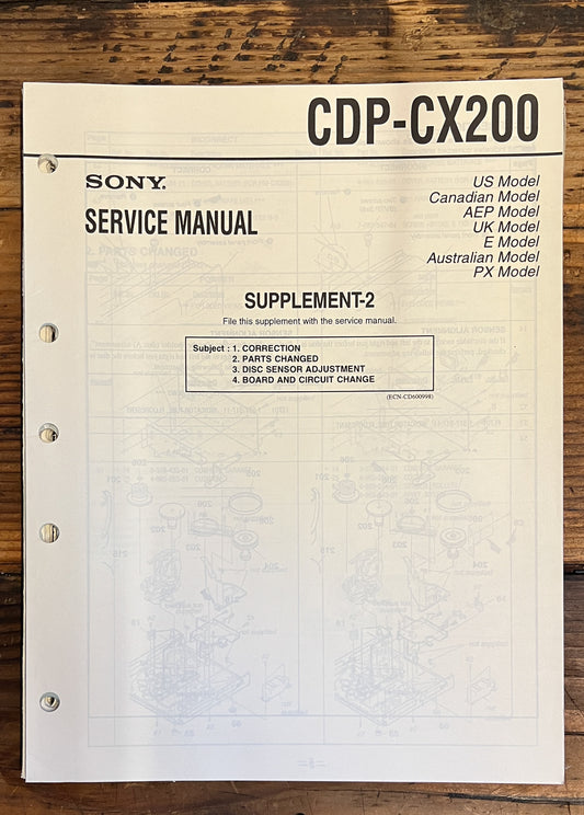 Sony CDP-CX200 CD Player Supp. Service Manual *Original* #2