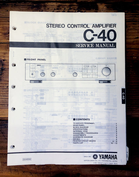 Yamaha C-40 Preamp / Preamplifier  Service Manual *Original*