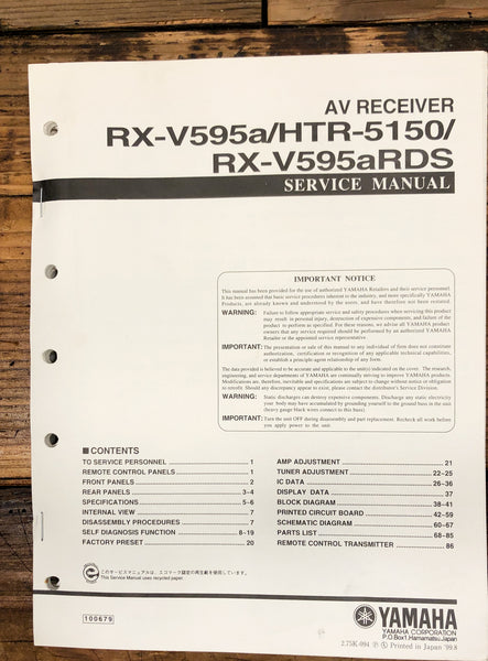 Yamaha RX-V595a HTR-5150  Receiver  Service Manual *Original*