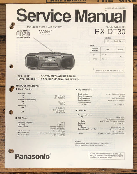 Technics RX-DT30 Portable Stereo Service Manual *Original*