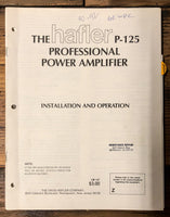 Hafler P-125 P125 Amplifier  Service Manual *Original*