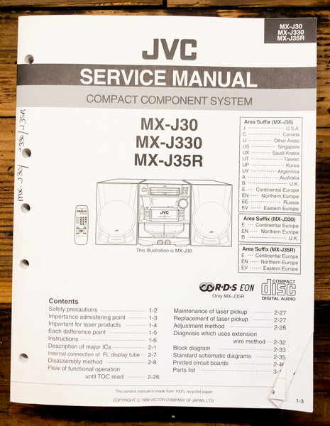 Sony MX-J30 MX-J330 MX-J35R Stereo  Service Manual *Original*