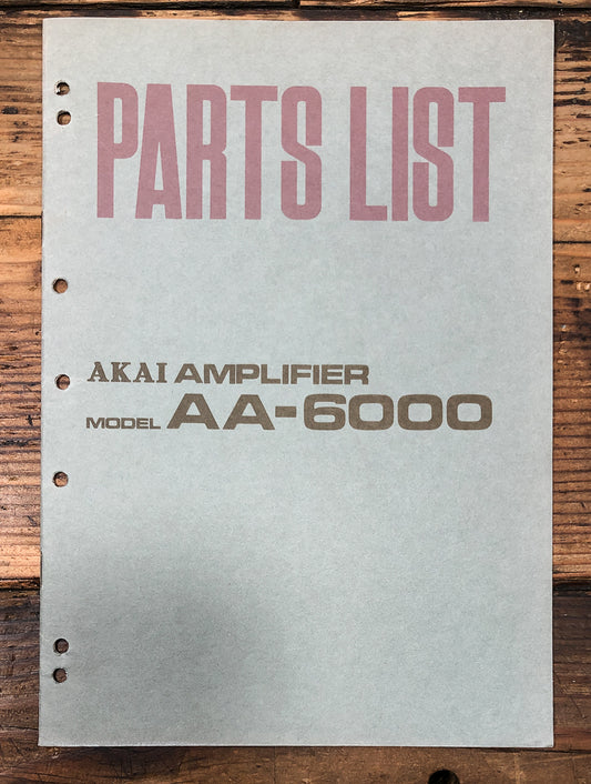 Akai AA-6000 Amplifier Parts List Manual *Original*