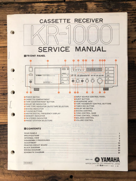 Yamaha KR-1000 Receiver  Service Manual *Original*