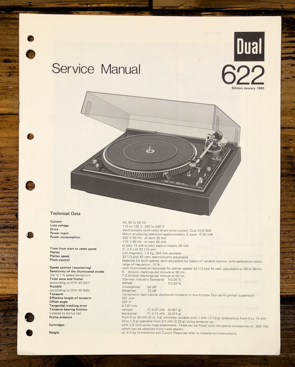 Dual Model 622  Service Manual *Original*