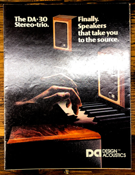 Design Acoustics DA-30  7pg Foldout Dealer Brochure *Orig*