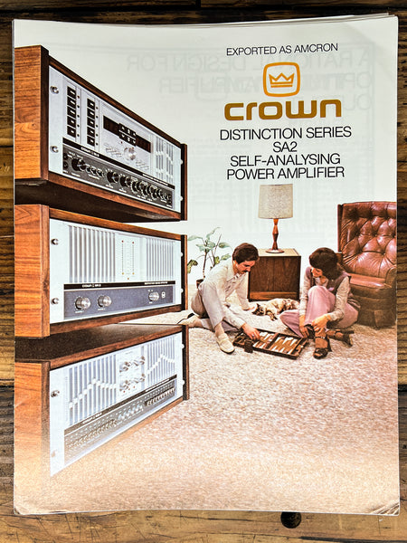 Crown Distinction SA2 Amplifier 4pg Foldout Dealer Brochure *Orig*