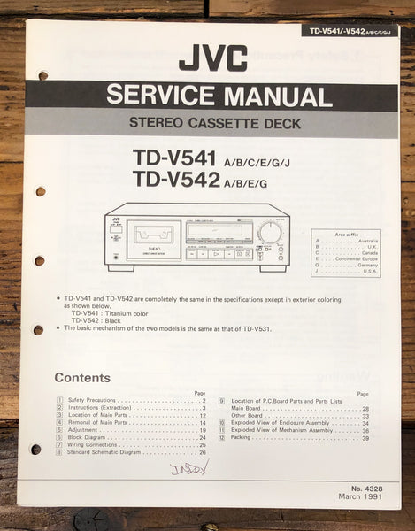 JVC TD-V541 TD-V542 Cassette Service Manual *Original*