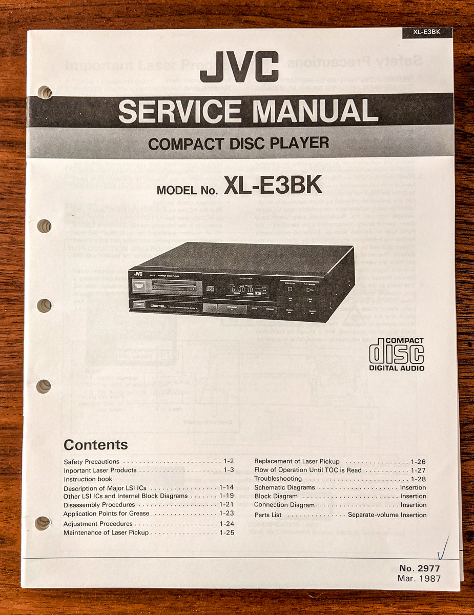 JVC XL-E3 BK CD Player Service Manual *Original*