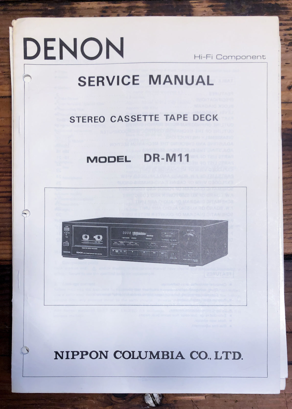 Denon DR-M11 Cassette  Service Manual *Original*