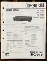 Sony CDP-261 CDP-361 CD Player  Service Manual *Original*