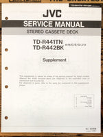 JVC TD-R441 TD-R442 Cassette Supp. Service Manual *Original*