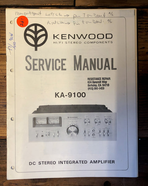 Kenwood KA-9100 Amplifier  Service Manual *Original*