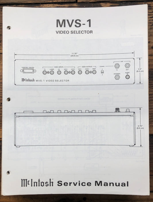McIntosh R1 MVS-1 Video Selector  Service Manual *Original*