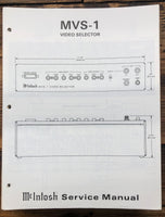 McIntosh R1 MVS-1 Video Selector  Service Manual *Original*