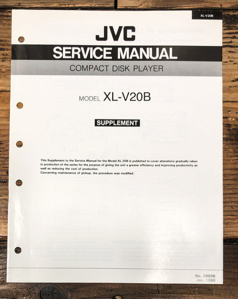 JVC XL-V20B CD Player Supp. Service Manual *Original*